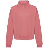 AWDis Ladies Cropped 1/4 Zip Sweatshirt - Dusty Rose Size XL