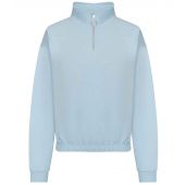 AWDis Ladies Cropped 1/4 Zip Sweatshirt - Sky Blue Size XL