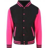 AWDis Varsity Jacket - Jet Black/Hot Pink Size XS