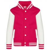 AWDis Kids Varsity Jacket - Hot Pink/White Size 3-4