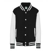 AWDis Kids Varsity Jacket - Jet Black/White Size 3-4