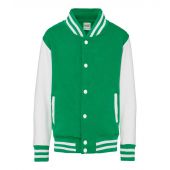 AWDis Kids Varsity Jacket - Kelly Green/White Size 3-4