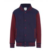 AWDis Kids Varsity Jacket - Oxford Navy/Burgundy Size 3-4