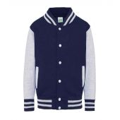 AWDis Kids Varsity Jacket - Oxford Navy/Heather Grey Size 12-13