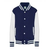 AWDis Kids Varsity Jacket - Oxford Navy/White Size 12-13