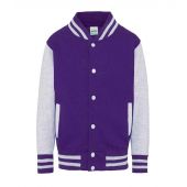 AWDis Kids Varsity Jacket - Purple/Heather Grey Size 3-4