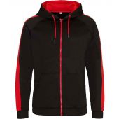 AWDis Contrast Sports Polyester Zoodie - Jet Black/Fire Red Size 3XL