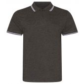 AWDis Stretch Tipped Piqué Polo Shirt - Charcoal/White Size S