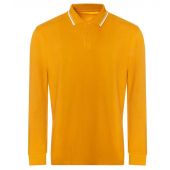 AWDis Long Sleeve Tipped 100 Polo Shirt - Mustard/White Size S