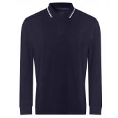 AWDis Long Sleeve Tipped 100 Polo Shirt - Oxford Navy/White Size XXL