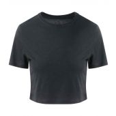 AWDis Ladies Tri-Blend Cropped T-Shirt - Solid Black Size XL
