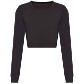 AWDis Ladies Long Sleeve Cropped T-Shirt - Heather Black Size XL