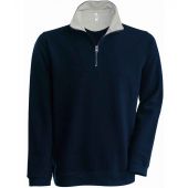 Kariban Trucker Zip Neck Sweatshirt - Navy/Heather Grey Size XXL