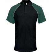 Kariban Baseball Cotton Piqué Polo Shirt - Black/Green Size S