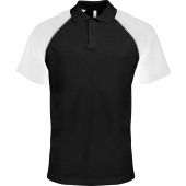 Kariban Baseball Cotton Piqué Polo Shirt - Black/White Size XXL