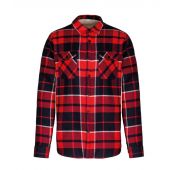 Kariban Sherpa Lined Checked Shirt Jacket - Red/Navy Size 3XL