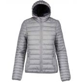 Kariban Ladies Lightweight Hooded Padded Jacket - Marl Silver Size XL