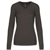 Kariban Ladies Cotton Acrylic V Neck Sweater - Dark Grey Size XXL