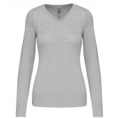 Kariban Ladies Cotton Acrylic V Neck Sweater - Grey Melange Size XXL