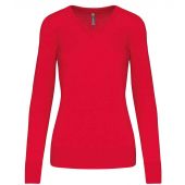 Kariban Ladies Cotton Acrylic V Neck Sweater - Red Size XXL