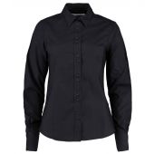 Kustom Kit Ladies Long Sleeve Tailored City Business Shirt - Black Size 20