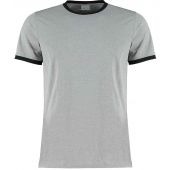 Kustom Kit Fashion Fit Ringer T-Shirt - Light Grey Marl/Black Size XS