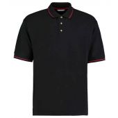 Kustom Kit St Mellion Tipped Cotton Piqué Polo Shirt - Black/Red Size XXL