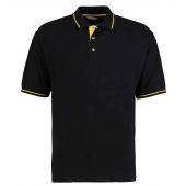 Kustom Kit St Mellion Tipped Cotton Piqué Polo Shirt - Black/Yellow Size XXL
