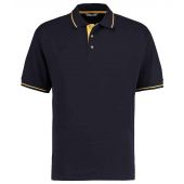 Kustom Kit St Mellion Tipped Cotton Piqué Polo Shirt - Navy/Yellow Size XXL