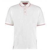 Kustom Kit St Mellion Tipped Cotton Piqué Polo Shirt - White/Red Size XXL