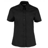 Kustom Kit Ladies Premium Short Sleeve Tailored Oxford Shirt - Black Size 28