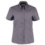 Kustom Kit Ladies Premium Short Sleeve Tailored Oxford Shirt - Charcoal Size 28