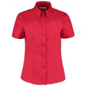 Kustom Kit Ladies Premium Short Sleeve Tailored Oxford Shirt - Red Size 28