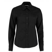 Kustom Kit Ladies Premium Long Sleeve Tailored Oxford Shirt - Black Size 28