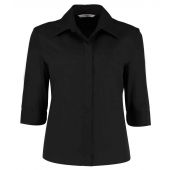 Kustom Kit Ladies 3/4 Sleeve Tailored Continental Shirt - Black Size 22