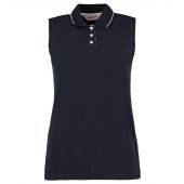 Kustom Kit Ladies Proactive Sleeveless Cotton Piqué Polo Shirt - Navy/White Size 20