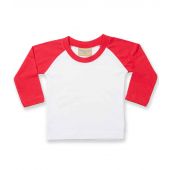 Larkwood Baby/Toddler Long Sleeve Baseball T-Shirt - White/Red Size 3-4
