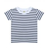 Larkwood Baby/Toddler Striped Crew Neck T-Shirt - White/Oxford Navy Size 3-4
