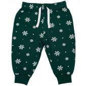 Larkwood Baby/Toddler Lounge Pants - Bottle Green/White Snowflakes Size 3-4