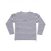 One By Mantis Unisex Long Sleeve Breton Stripe T-Shirt - White/Navy Size XXL