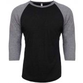 Next Level Apparel Unisex Tri-Blend 3/4 Sleeve Raglan T-Shirt - Premium Heather/Vintage Black Size XS