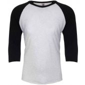 Next Level Apparel Unisex Tri-Blend 3/4 Sleeve Raglan T-Shirt - Vintage Black/Heather White Size XS