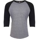 Next Level Apparel Unisex Tri-Blend 3/4 Sleeve Raglan T-Shirt - Vintage Black/Premium Heather Size XS