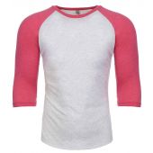 Next Level Apparel Unisex Tri-Blend 3/4 Sleeve Raglan T-Shirt - Vintage Pink/Heather White Size XS