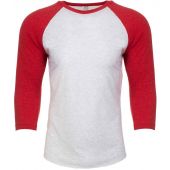 Next Level Apparel Unisex Tri-Blend 3/4 Sleeve Raglan T-Shirt - Vintage Red/Heather White Size XS