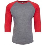 Next Level Apparel Unisex Tri-Blend 3/4 Sleeve Raglan T-Shirt - Vintage Red/Premium Heather Size XS