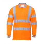 Portwest Hi-Vis Long Sleeve Polo Shirt - Orange Size XXL
