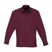 Premier Long Sleeve Poplin Shirt - Aubergine Size 14.5