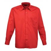 Premier Long Sleeve Poplin Shirt - Red Size 23