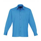 Premier Long Sleeve Poplin Shirt - Sapphire Blue Size 19